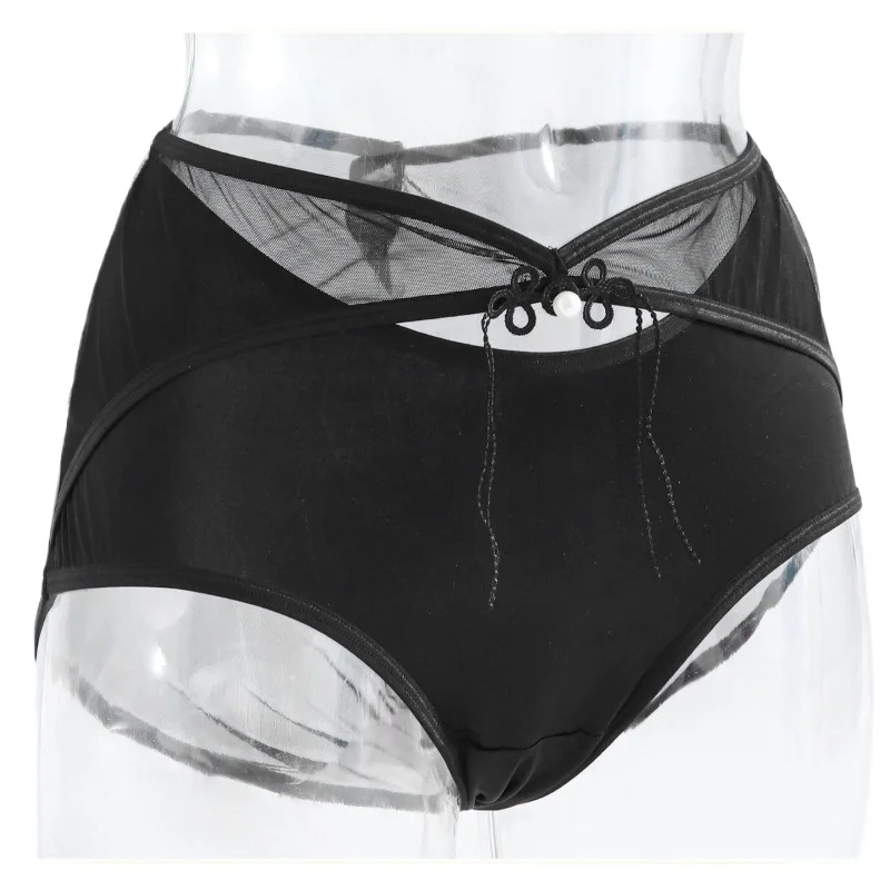 Ropa interior de encaje Sexy para mujer, malla transparente, sin costuras, transpirable, talla grande, estilo europeo americano, calzoncillos personalizados de lujo