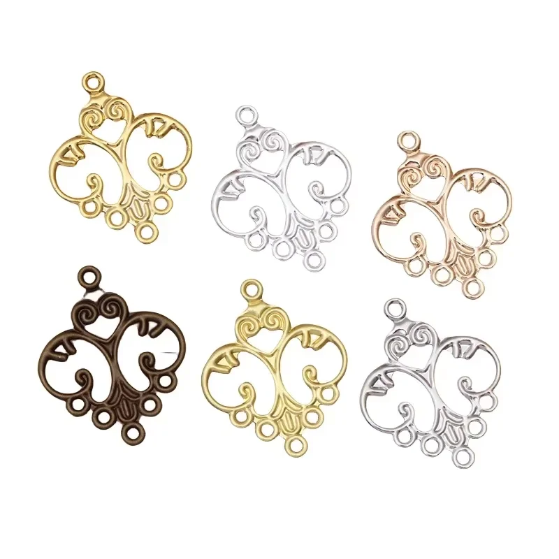 

BoYuTe (100 Pieces/Lot) Metal Brass Stamping 32*25MM Filigree Connector Charms with 6 Loops Diy Jewelry Accessories