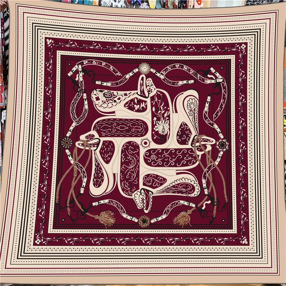 POBING Seiden-Kaschmir-Schal für Damen, manuell gerollte quadratische Schals, große Bandana, luxuriöser Hijab, weibliche Foulards, Poncho, 135 cm – Detail 9
