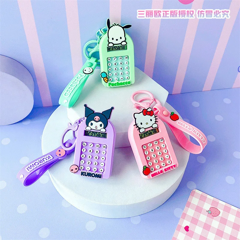 Cartoon Sanrio sleutelhanger Hello Kitty Kawaii sleutelhanger Kuromi Cinnamoroll schattige rekenmachine decoratie studenten kerstcadeau speelgoed