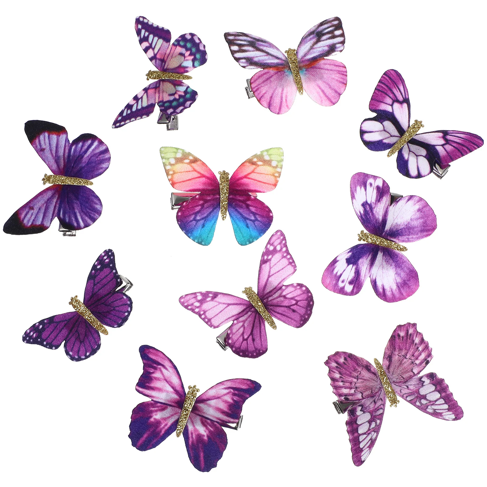 

10 Pcs Purple Butterfly Clips Hair Accessories for Girls Small to Weave Barrettes Child