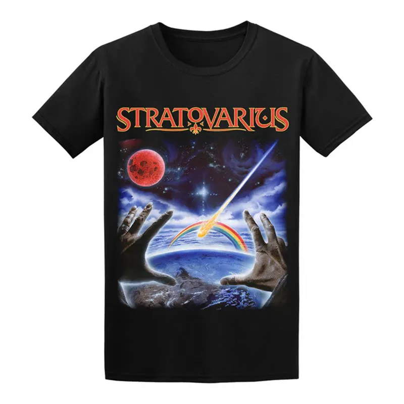 Camiseta de manga corta con estampado de la banda Fit Stratovarius, estilo rock melódico finlandés, marca de moda americana/europea para hombre