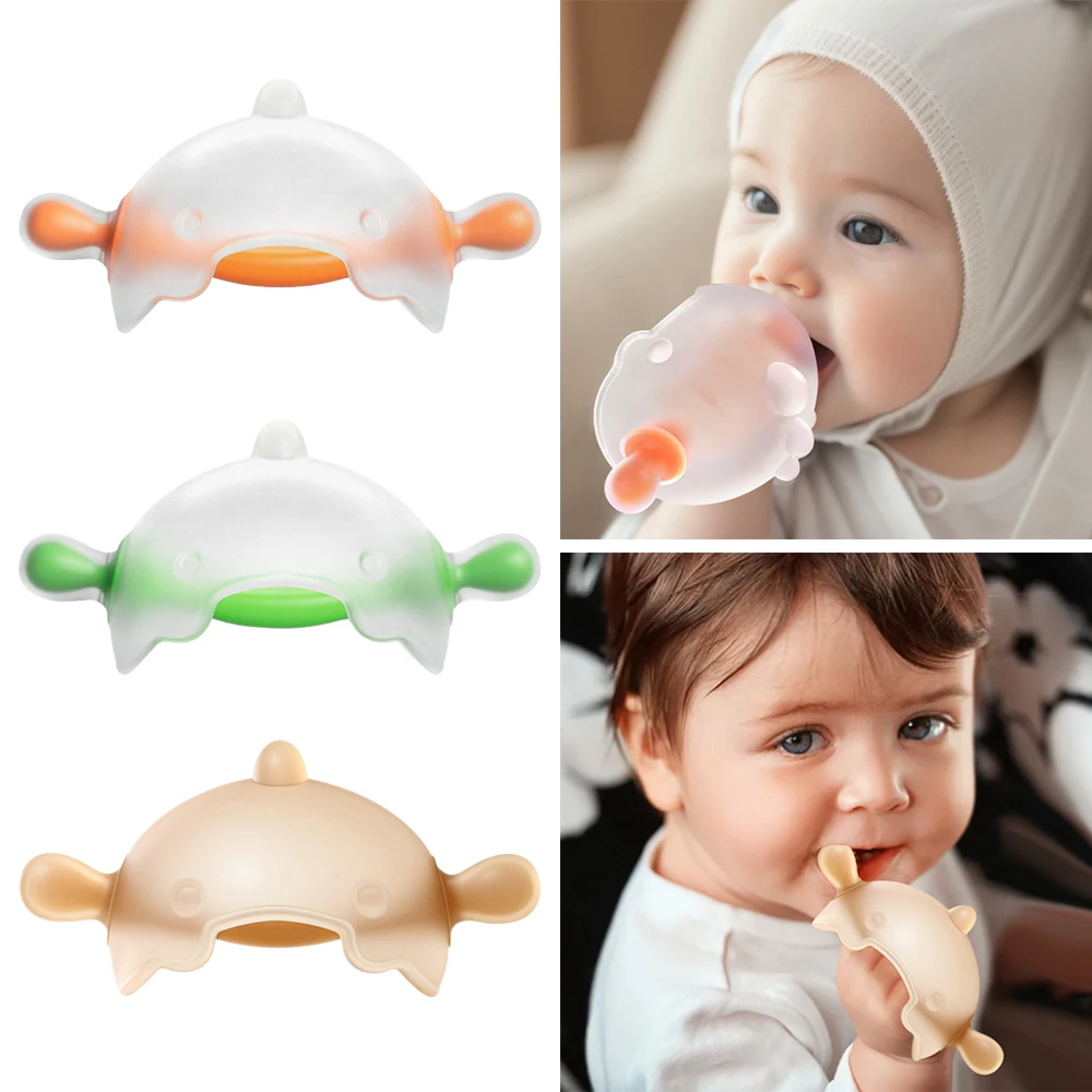 

Cute Silicone Teether Gloves Anti-Eating Washable Hand Teether Training Grip Portable Kids Teething Toys