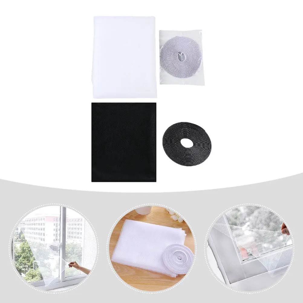2Sets Invisible Window Mosquito Net Self-Adhesive Nylon Screen Mesh High Durability Easy Installation Breathable Light