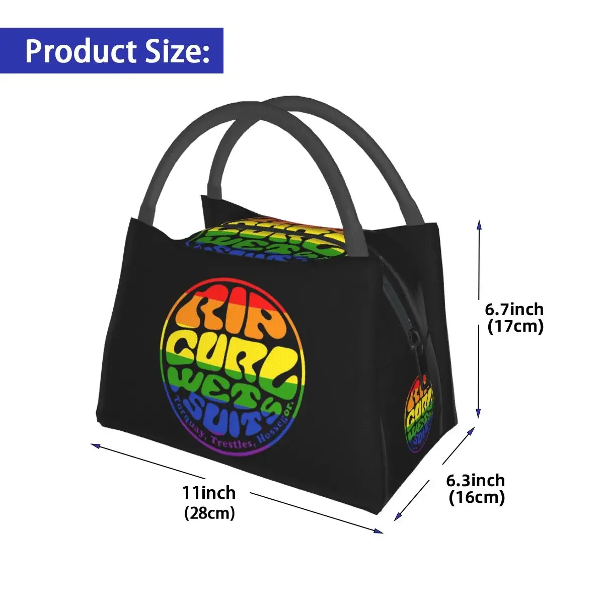 Tie Dye Rip Curl Design Lunch Bags Insulated Bento Box Portable Lunch Tote Picnic Bags Cooler Thermal Bag for Woman Student Work