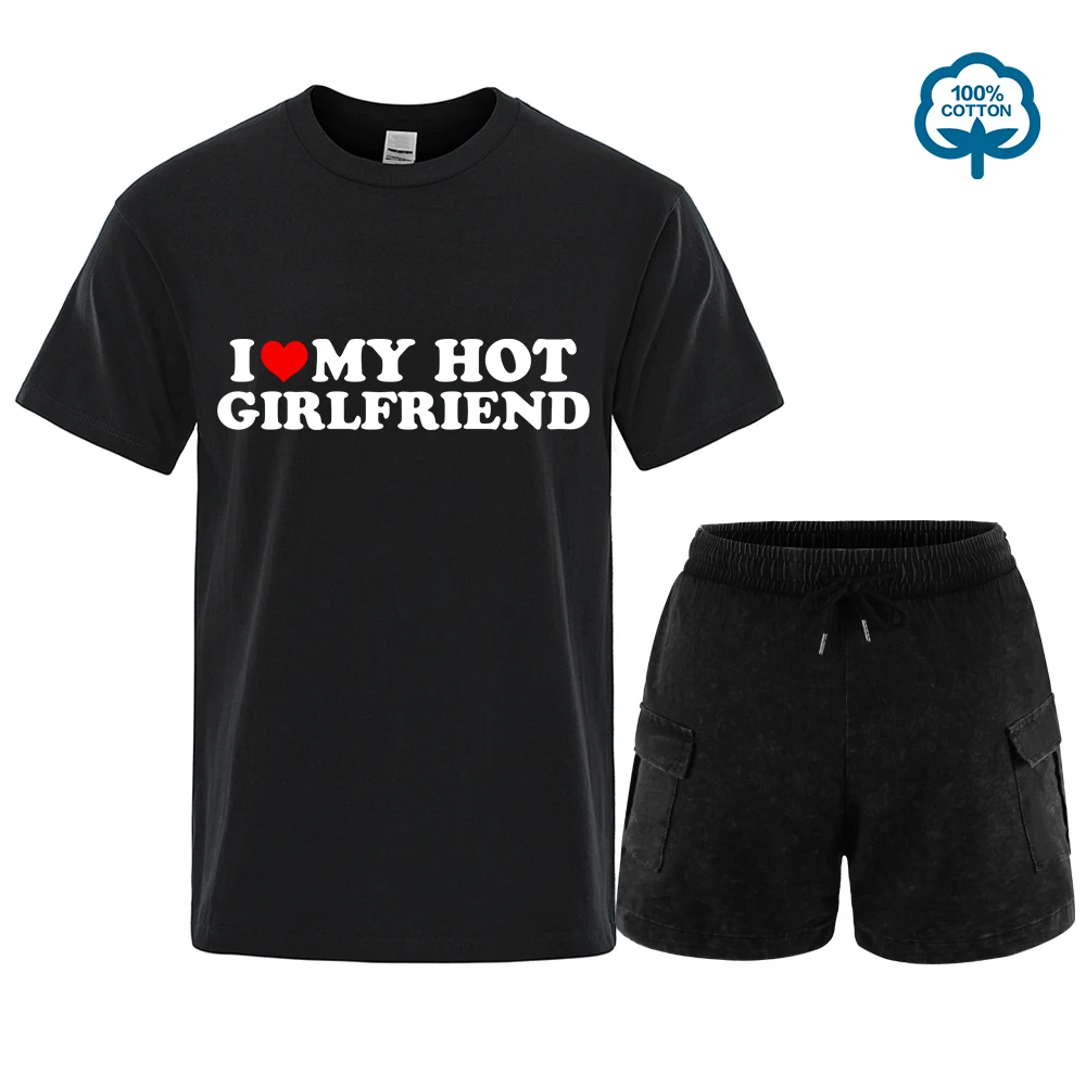 

Vintage Funny I Love My Hot Girlfriend Boyfriend T-Shirt Set Couple Graphic T Shirt Men Boyfriend Cotton Casual Sport Streetwear