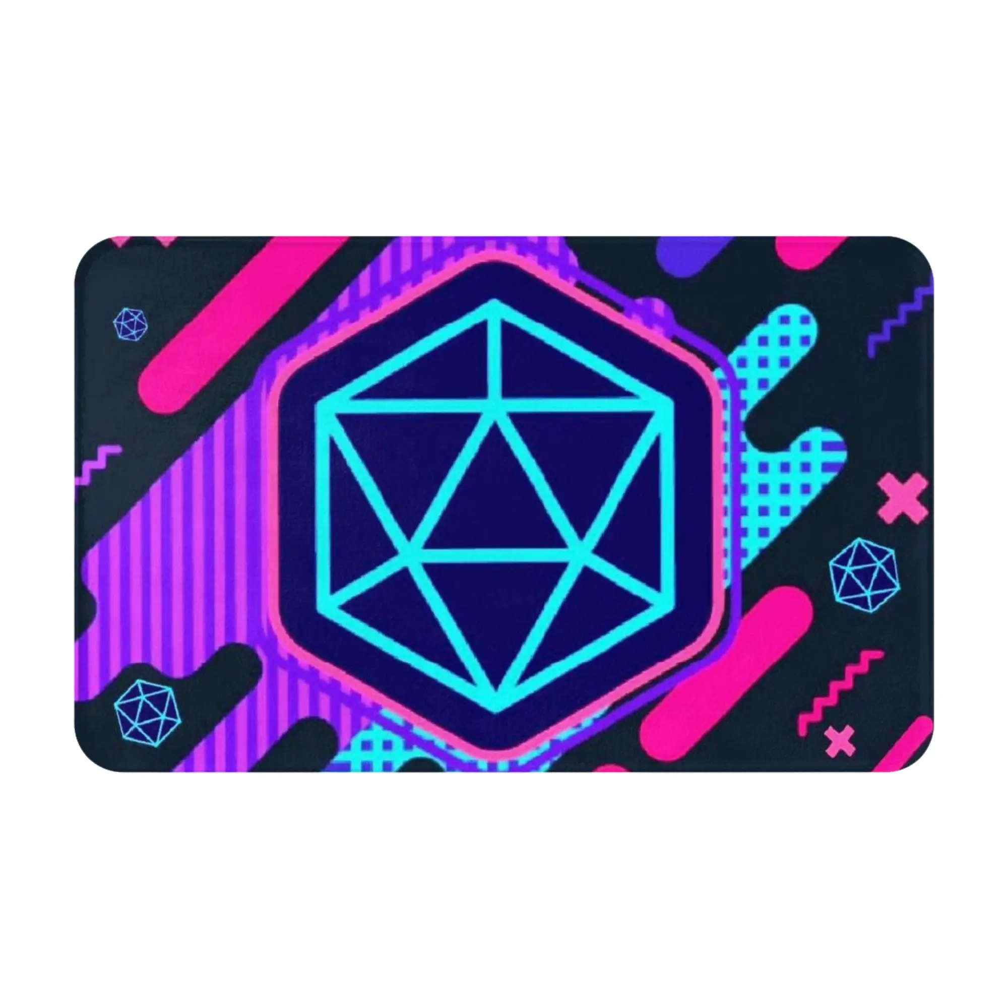Dice Hexagon Neon Cyber Pattern Non-slip Doormat Bath Mat  Floor Indoor Home Decorative