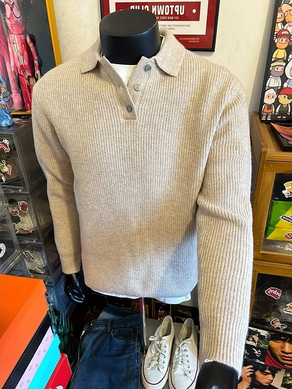 

Теплый вязаный свитер с длинным рукавом для мужчин, зимняя термофутболка с высоким воротом, повседневная одежда Cleanfit, удобная для ежедневной носки