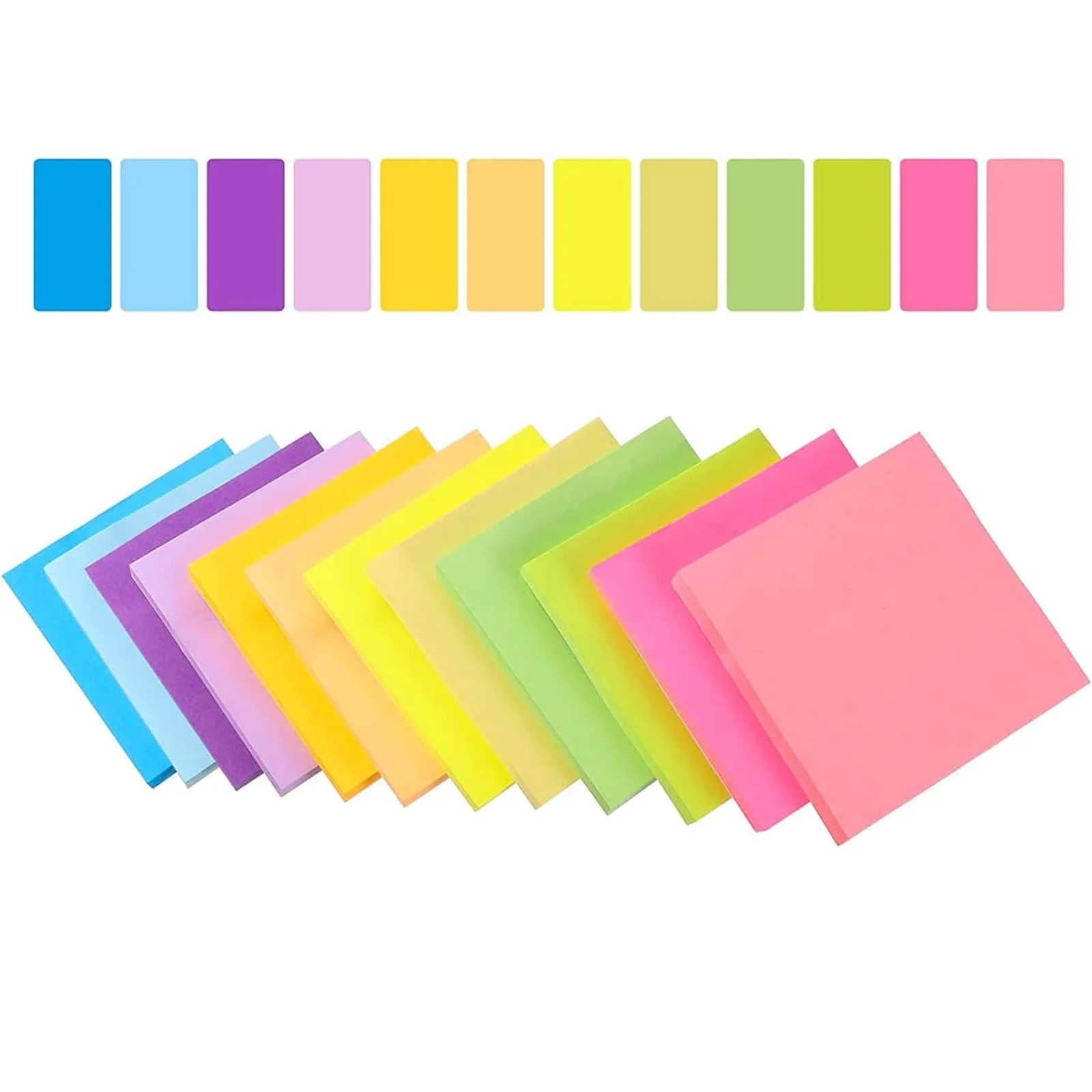 Bloco de notas pegajoso cor fluorescente, 6 pcs, 3x 3 polegadas, adesivos, planejador, bloco de notas, material escolar e de escritório