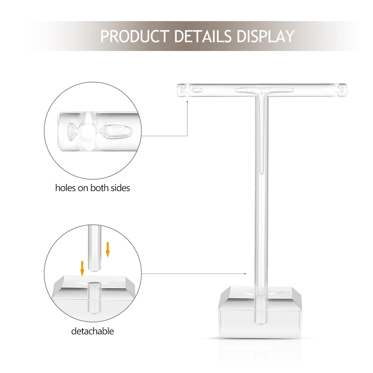 

Earring Display Stand Set Transparent Acrylic Jewelry Organizer T Shape Earrings Holder Bracelet Key Storage Valentine
