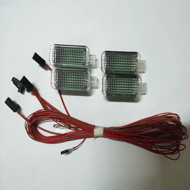 Leading-4Pcs LED Footwell Lights Interior Light With Wiring Harness 4E0947415A Fit For- A3 A4 A5 A6 A7 A8 Q3 Q5 Q7 view 5