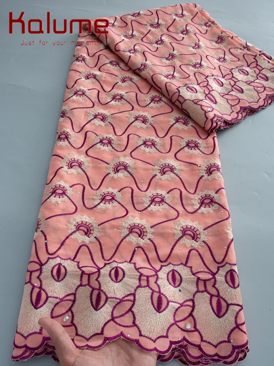 

Kalume Nigerian Cotton Voile Lace Fabric With Stones 2026 Embroidery African Swiss Voile Lace Fabric For Sewing Wedding Dress