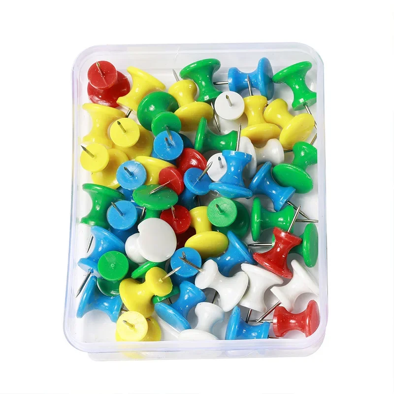 50PCS Colored Push Pin Drawing Map Pins Plastic Tacks Push Pins Assorted Making Thumb Tacks Cork Board Office Pins