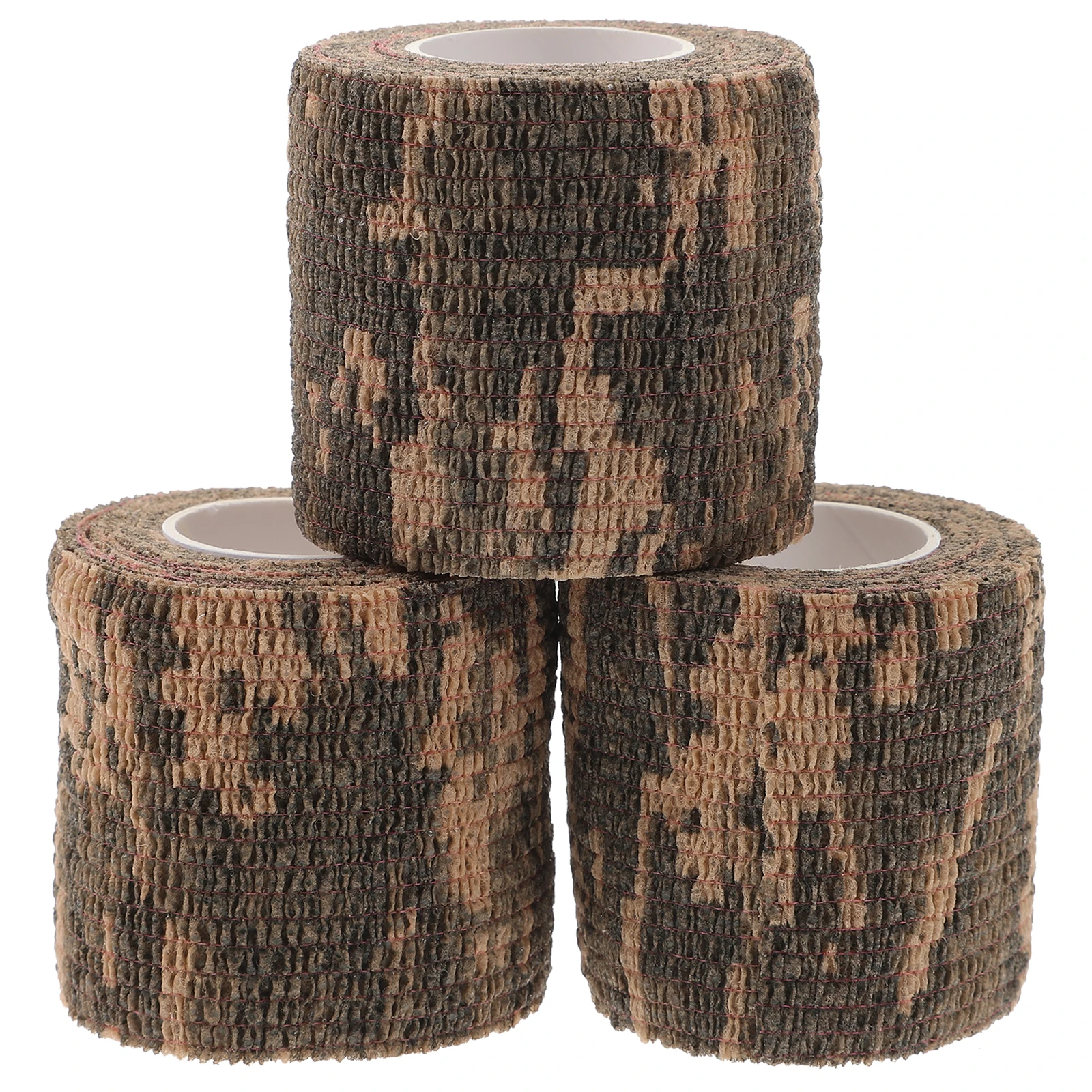 

3 Rolls Camouflage Duct Tape Cloth Porous Wrap Hunting Accessories Elastic Self Adhering Non Woven Outdoor Supply