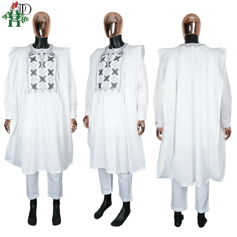 Abiti africani per uomo donna ricamo tradizionale abito coordinato per la famiglia abito da festa di nozze bianco musulmano abiti genitore-figlio