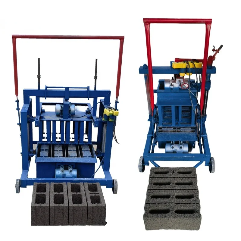 Small Mobile Manual Hollow Brick Block Maker Concrete Cement Brick Block Making Machinery Manufacturer