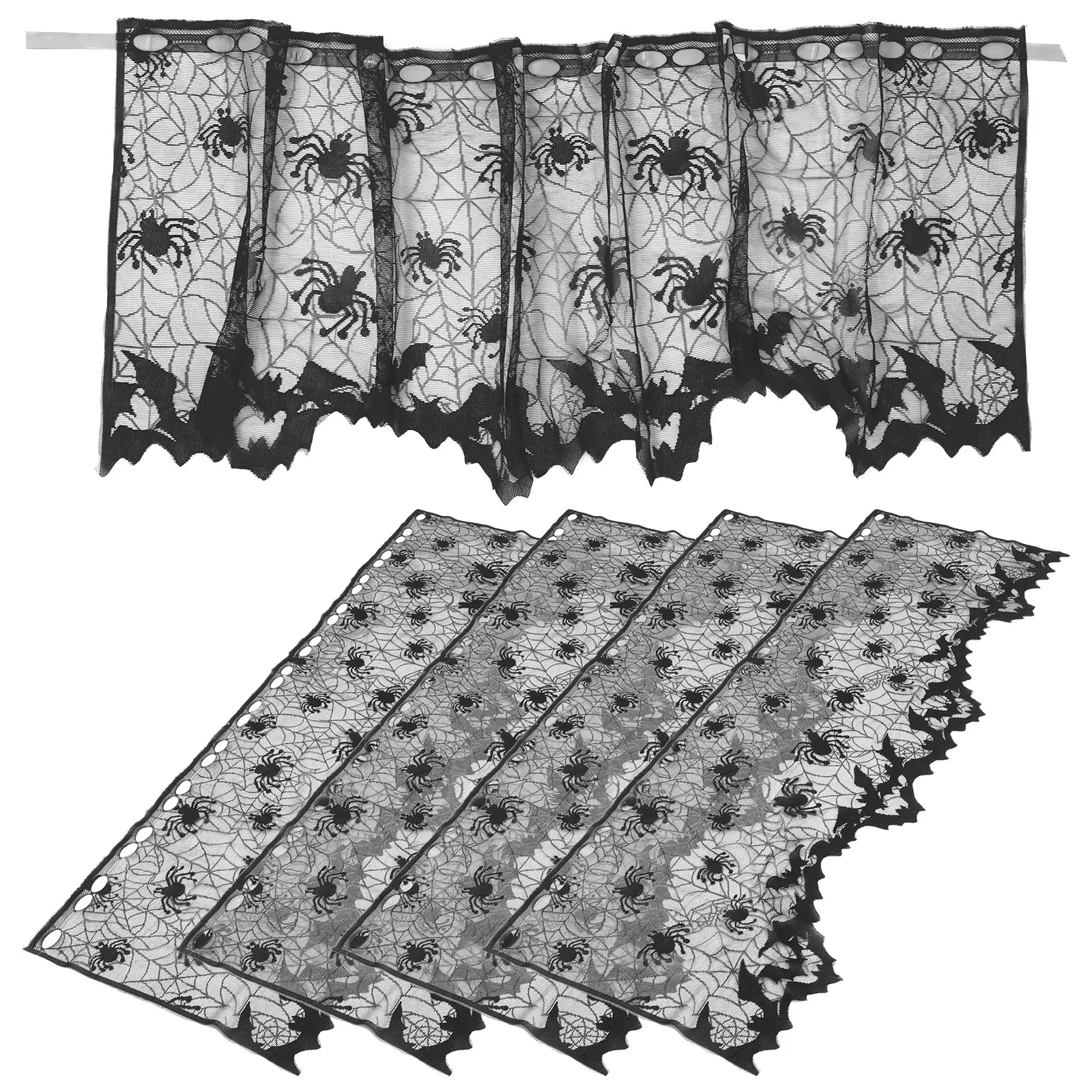 

5pcs Halloween Lamp Shade Cover 20X60 Inch Lace Spiderweb Cobweb Fireplace Mantle Table Lampshade Topper For Party Home Decor