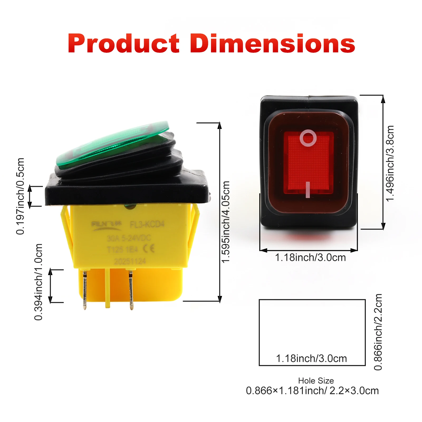 FILN KCD4 4-poliger Momentan-Wippschalter 12V 24V 220V LED-beleuchteter Auto-Reset-Schalter EIN-(AUS) für Auto, Boot, Marine, Maschinenbedienfeld – Detail 5