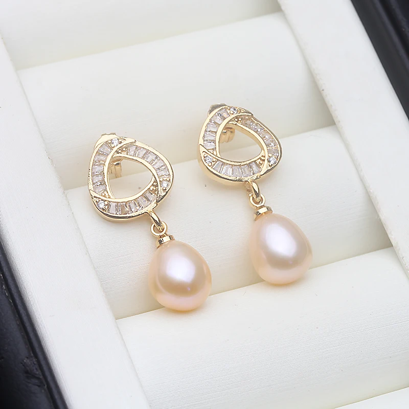 

Real 925 Silver Pink Pearl Earrings Woman,Wedding Natural Freshwater Pearl Drop Earring Wife Mother Birthday Gift White Black