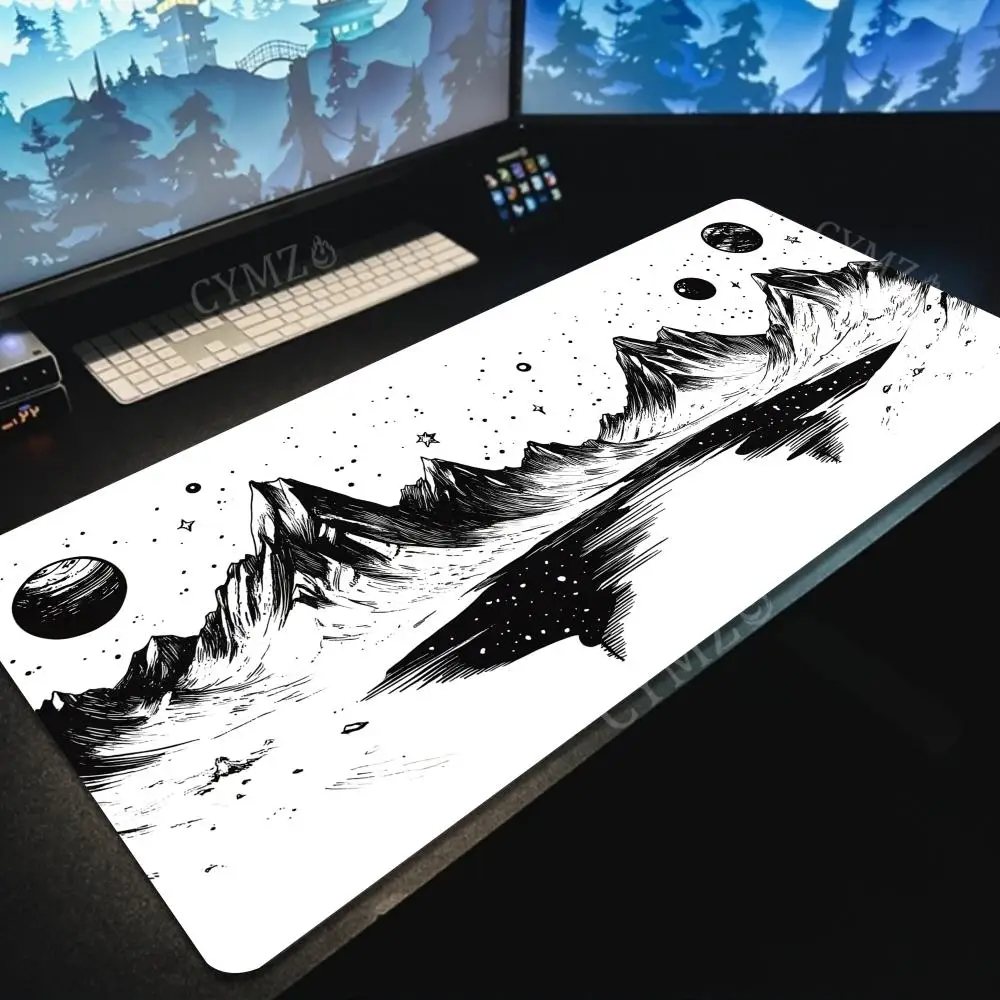 

Black and white landscape Mouse Pad Desk Mat with Stitched Edge Non-Slip desk pad pc accessories gaming mats Office carpet