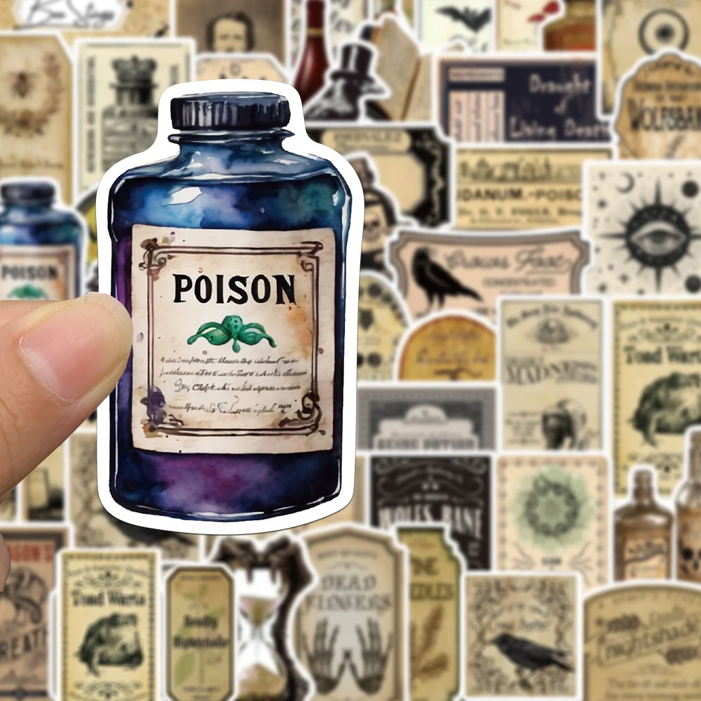 10/30/50pcs Vintage Potion Label Gothic Graffiti Stickers Retro Witch Apothecary Decals DIY Motorcycle Skateboard Laptop Sticker
