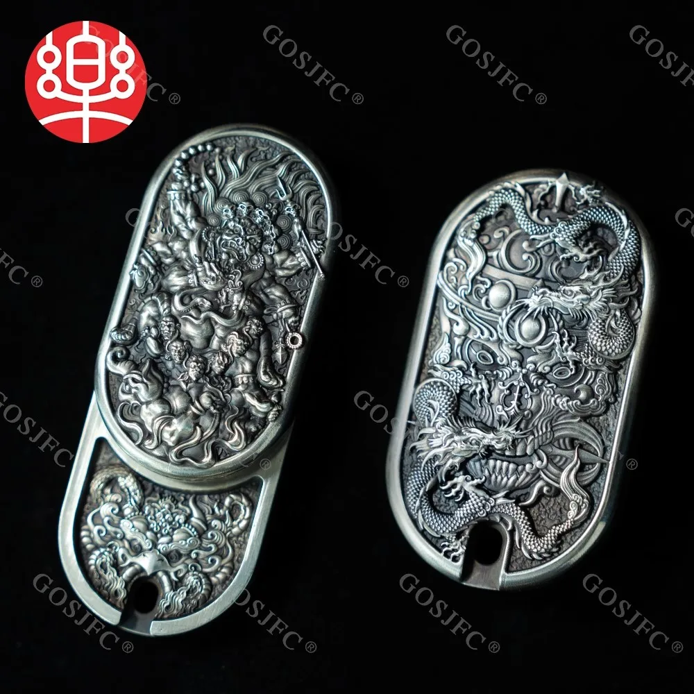 LEYANG EDC Push Slider Zintegrowany Slider Fidget z Rzeźbieniami, Miedziany, Obrotowy w Lewo i Prawo o 360 Stopni °   Zabawki antystresowe dla dorosłych