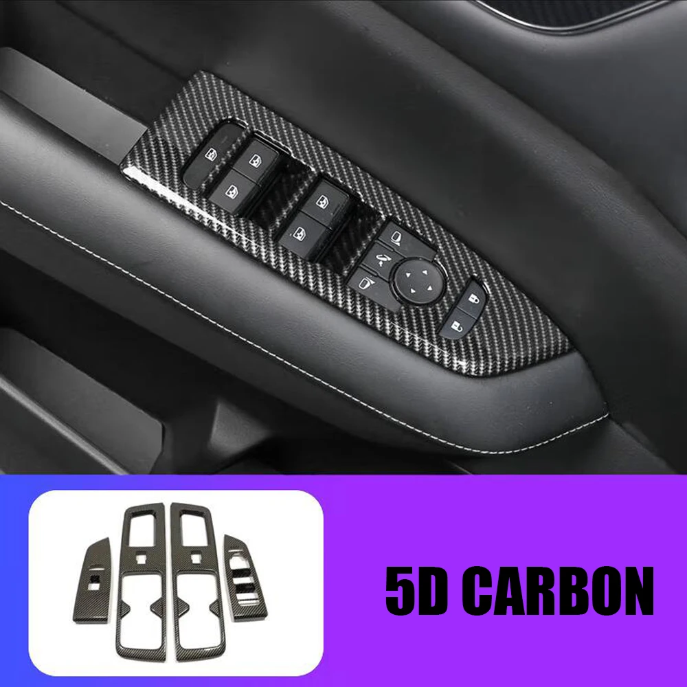 

For Nissan PATHFINDER 2024 ABS Carbon Fiber Interior Door WIndow Glass Lift Switch Frame Cover Trims Car Interior Accessories