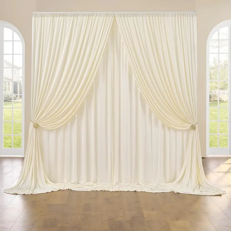 2pcs 5x8/10ft Wrinkle Free White Satin Backdrop Curtains For Wedding Birthday Parties Photography Background Baby Shower Decor