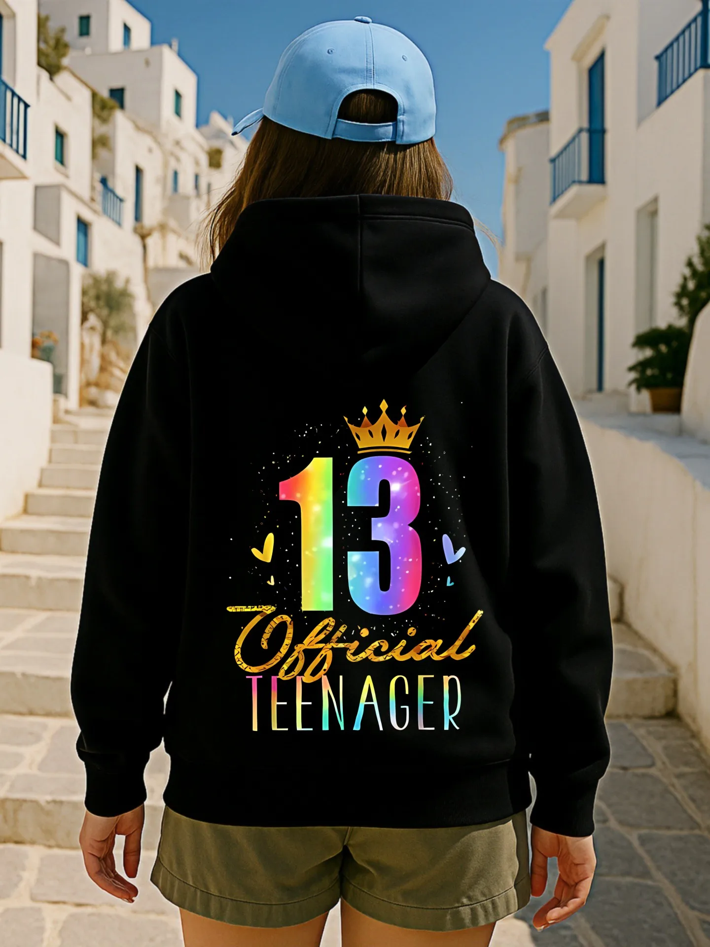 그래픽 후디 여성, 미적 디자인, 레터 프린트, 캐주얼 일상복, 면 혼방, 청소년용