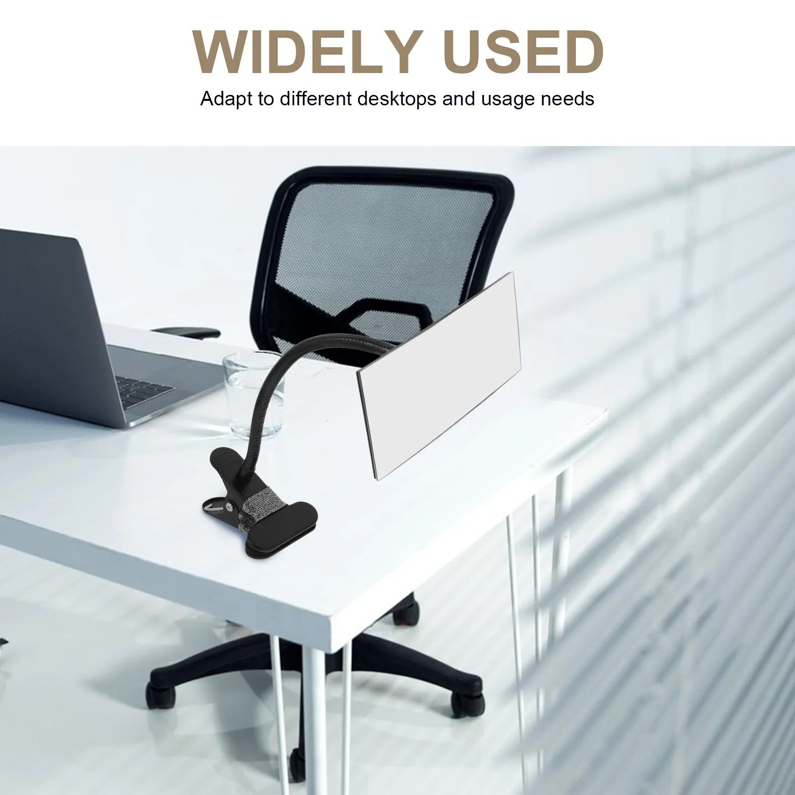 Clip on Security Mirror Black Convex Desk Cubicle Mirror Computer Monitor to See Behind You Personal Safety Rear View Monitor