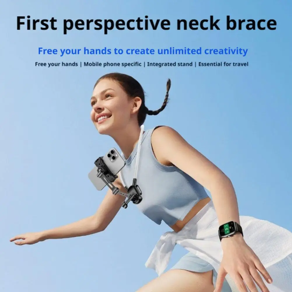 Suporte de telefone pendurado no pescoço portátil mãos-livres flexível ou suporte para primeira pessoa versão de tiro magnético clipe telefone perspectiva x0k0
