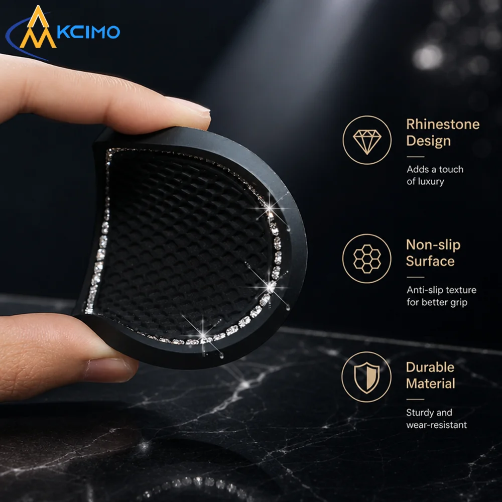Sparkling Rhinestone Car Cup Mat, Non‑Slip Rubber Cup Holder Insert Pad, Stylish Auto Interior Decor Gadget