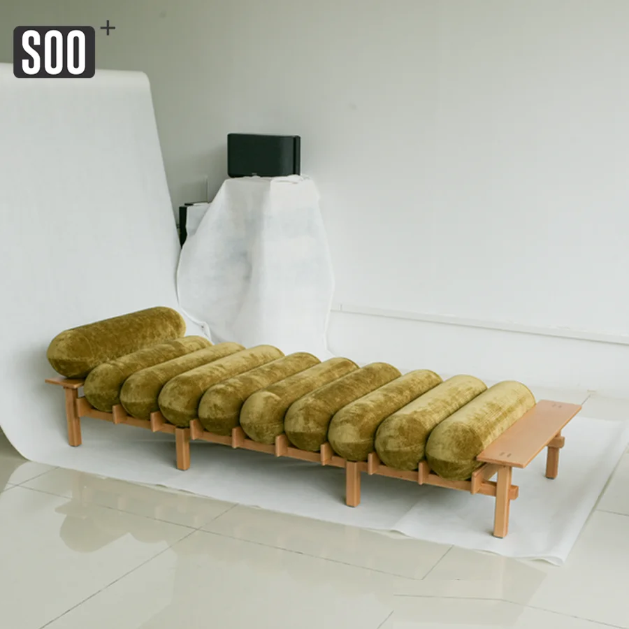 أريكة سرير لاستراحة الغداء من الخشب الصلب من خشب الزان، كرسي منزلي فردي للترفيه #3