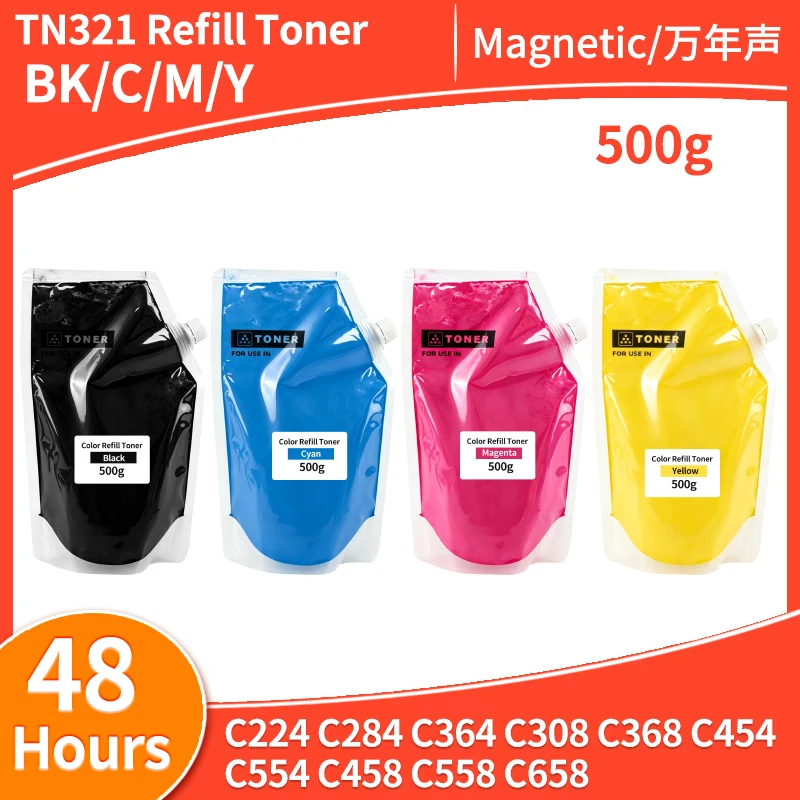 TN512 TN321 Refill Toner Powder Compatible for Konica Minolta Bizhub C224 C284 C364 C454 C554 C458 C558 C658 Universal Color Ink