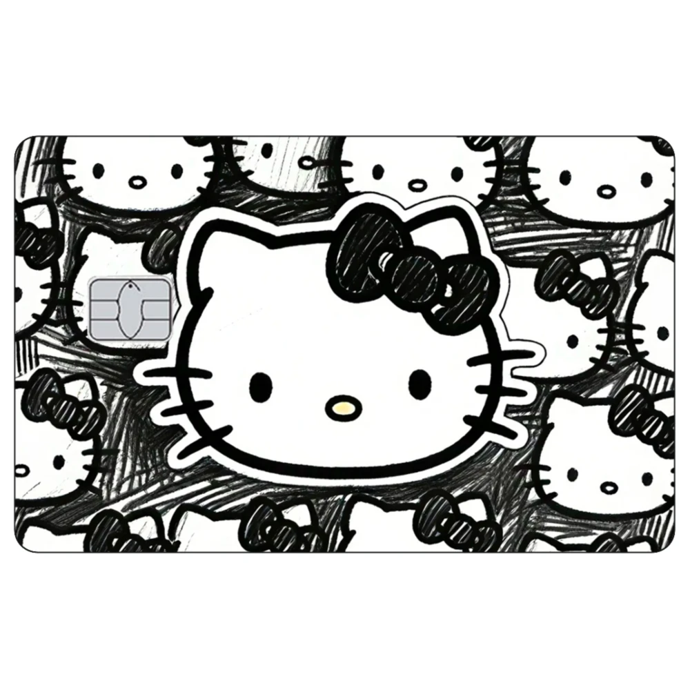 ملصقات كارتون لبطاقة الائتمان داكنة كيتي غير لامعة لبطاقة بنك VISA JCB Mastercard وغيرها من بطاقات IC وديكورات مضادة للخدش #6