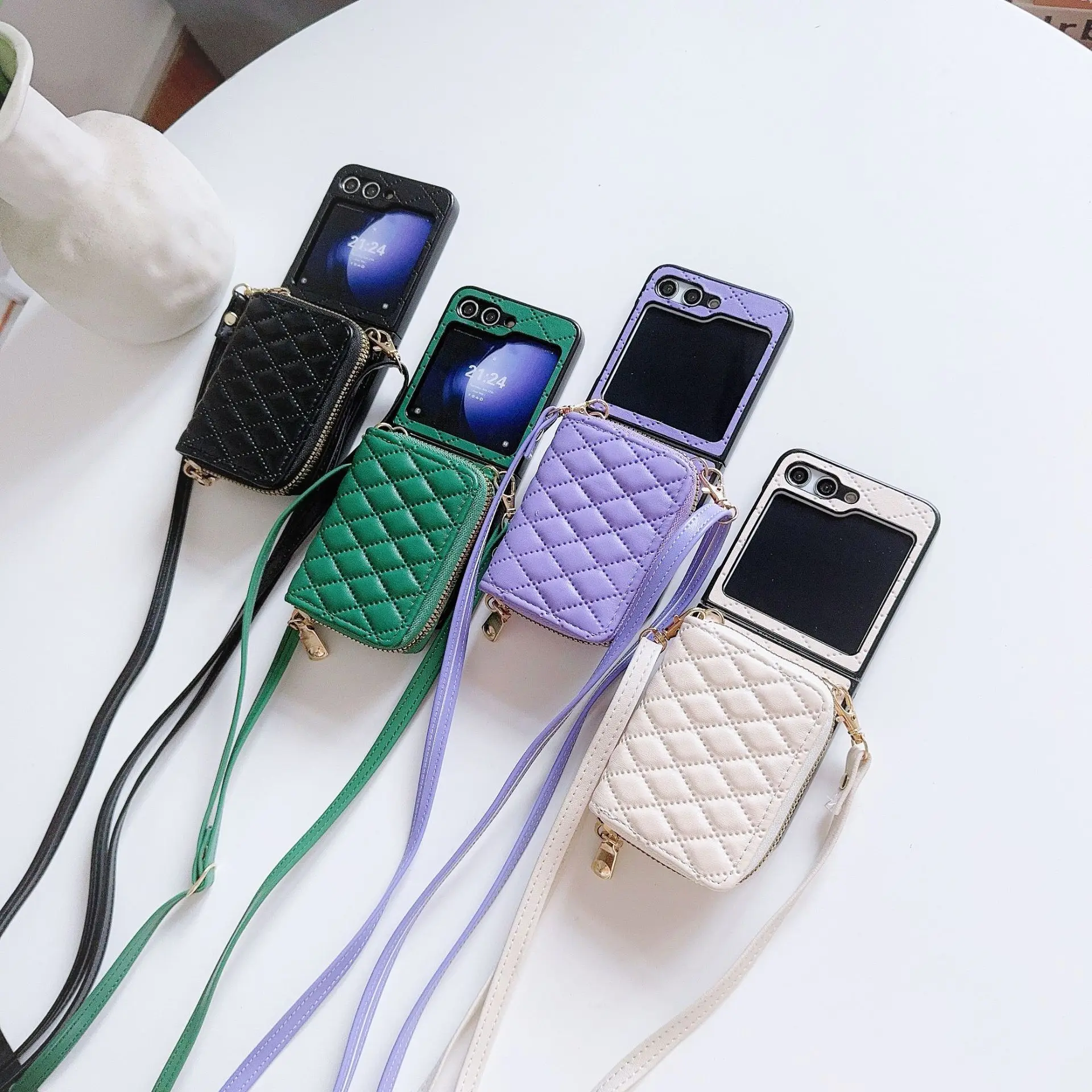 

Zipper Purse PU Leather Phone Case For Samsung Galaxy Z Flip 7 6 5 4 Protective Back Cover For ZFlip5 ZFlip6 ZFlip7 Case Shell