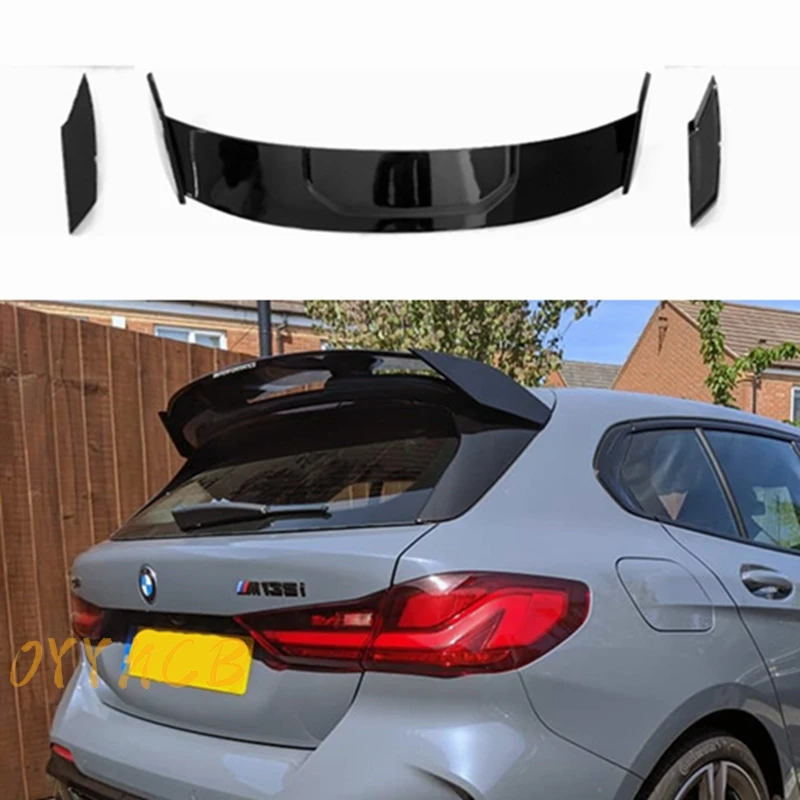 For 1 Series F40 MP 2019 Year Automotive Body Styling Kits PP Black Color M135i Rear Bumper Lip Diffuser Roof Spoiler