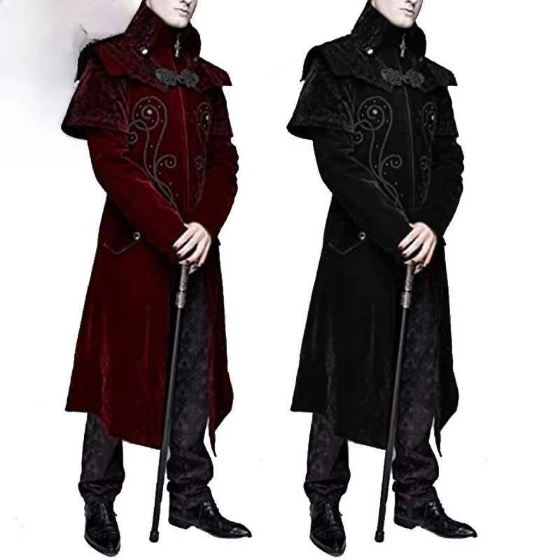 

Готический Sle воротник-стойка Джет Хэллоуин Косплей Верхняя одежда Осень Зима Сезонный женский традиционный костюм Сценический костюм