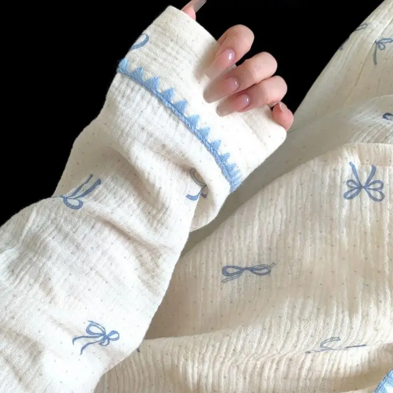 Senhora conjunto de pijama outono e inverno novo modelo doce mangas compridas calças casa conjunto bonito manter quente confortável moda