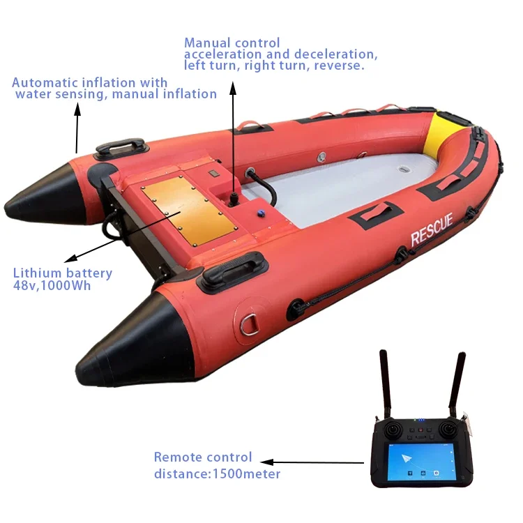 Lithium Battery Boat 2.2m 7.2ft Self-Inflating Fishing Kayak for 2 People PVC Hull Material