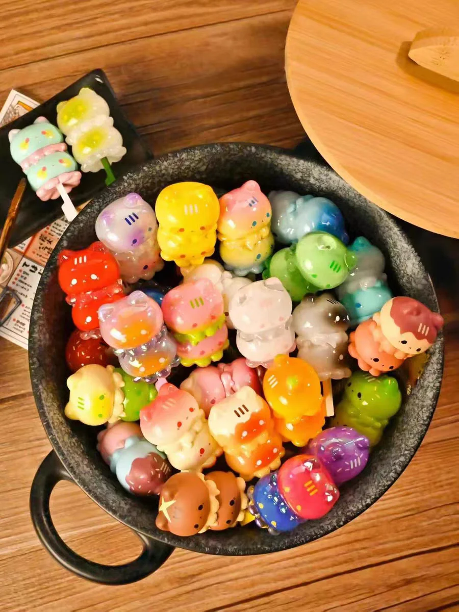 

Strawberry Mustaa Octopus 'Meow Meow' Candy Oden Blind Box Adorable Beads Toy Collectible Anime Themed Figure