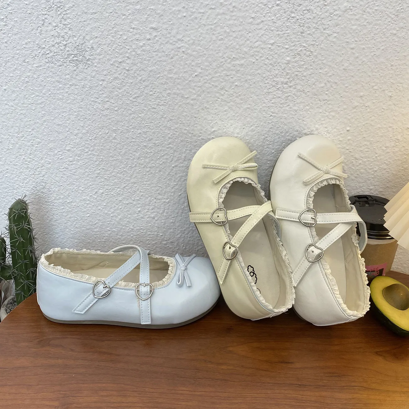 Ballet Flat Shoes Women's  Knot Slip-On Mary Janes Cross Buckle Bean Bean Shoes Low Cut Casual Fashion Footwear