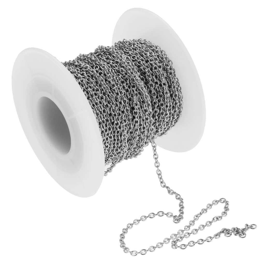 Stainless Steel Chain Bulk Silver for Jewelry Making DIY Necklace Pendant Craft and Accessories 12 Meter Roll