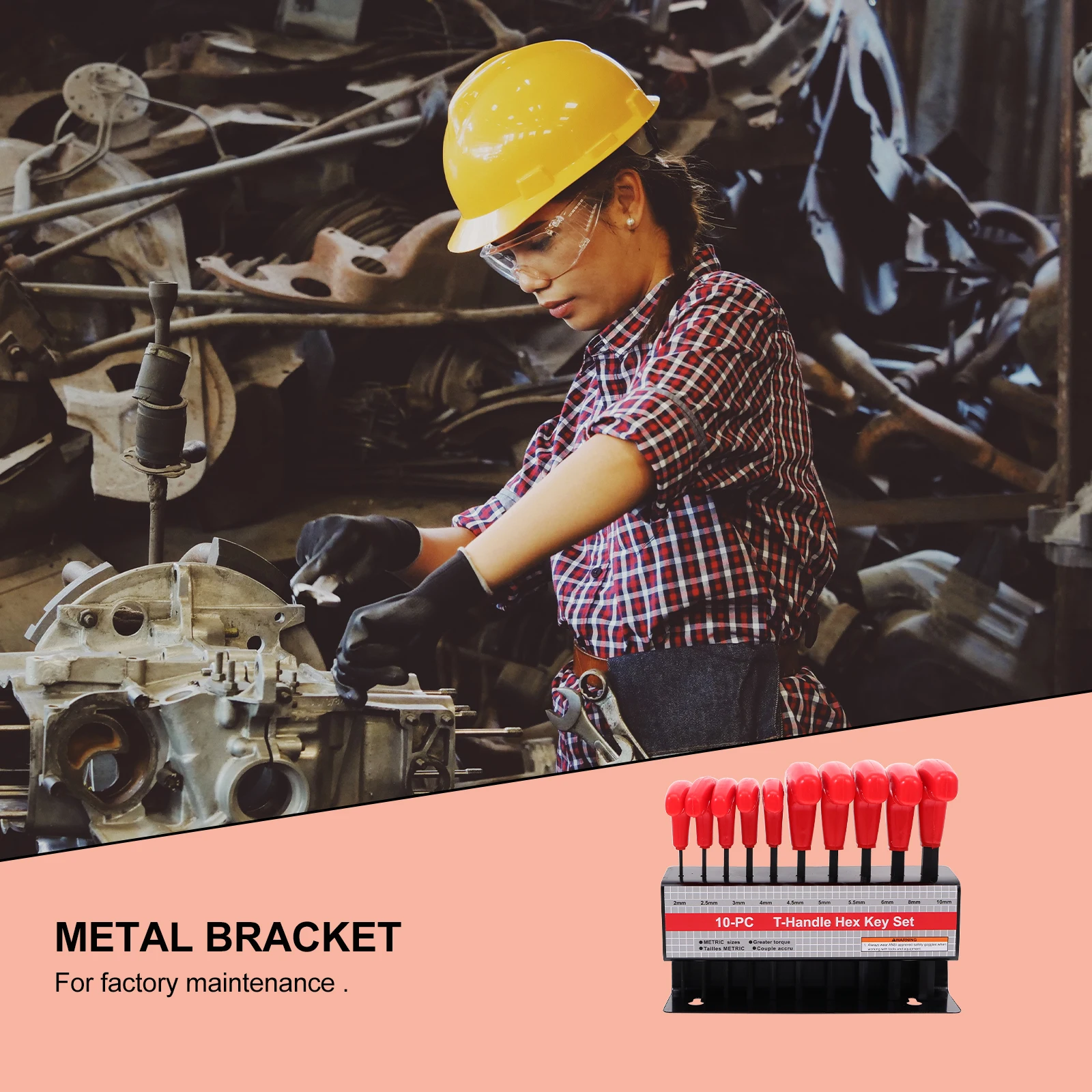 

High Hardness T-Handle Key Set Polished Vanadium Steel Ergonomic Hand Tools Comfortable Grip Wrenches Accessories