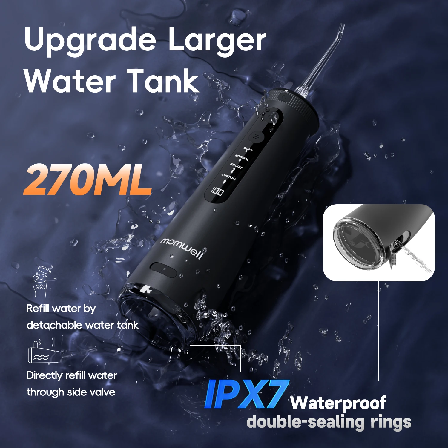 Sonic Water Flosser Mornwell F32 Oral Irrigator Rechargeable Dental Teeth Whitening Waterproof Teeth Cleaner Dental Water Jet