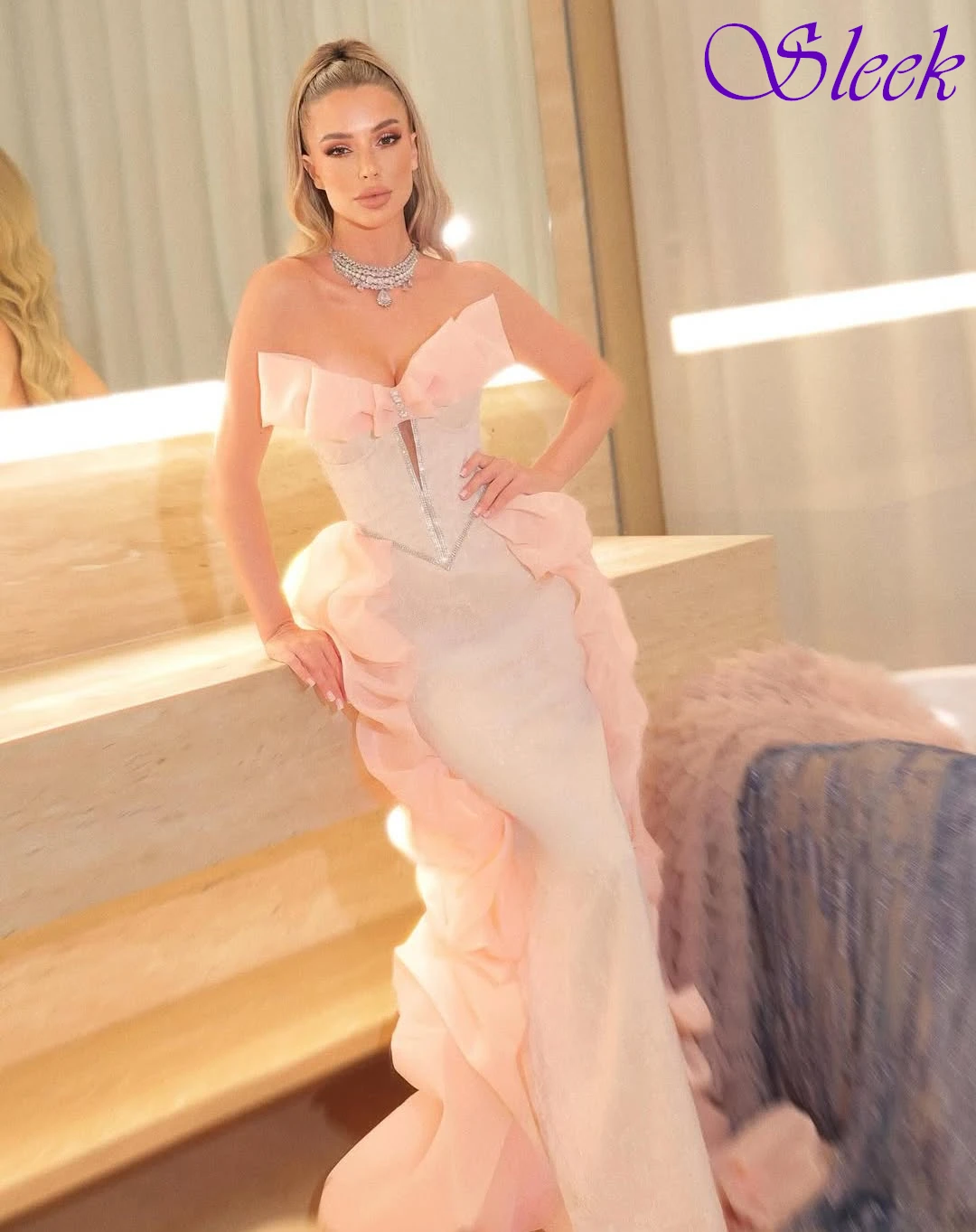 

Customized Mermaid Strapless Sleeveless Elegant Formal Evening Dress Fashion Delicate Party Dress High Quality Prom Dress