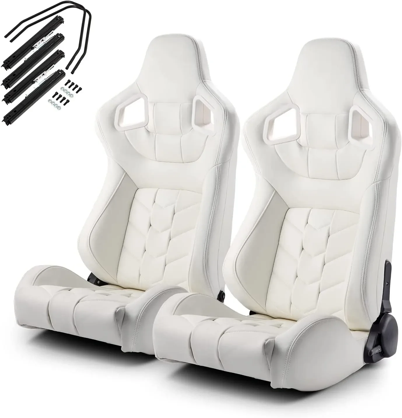 JBR9009 White Racing Seat Customized Logo PVC Bucket With Leather Carbon Fiber Cloth Material For Car Use