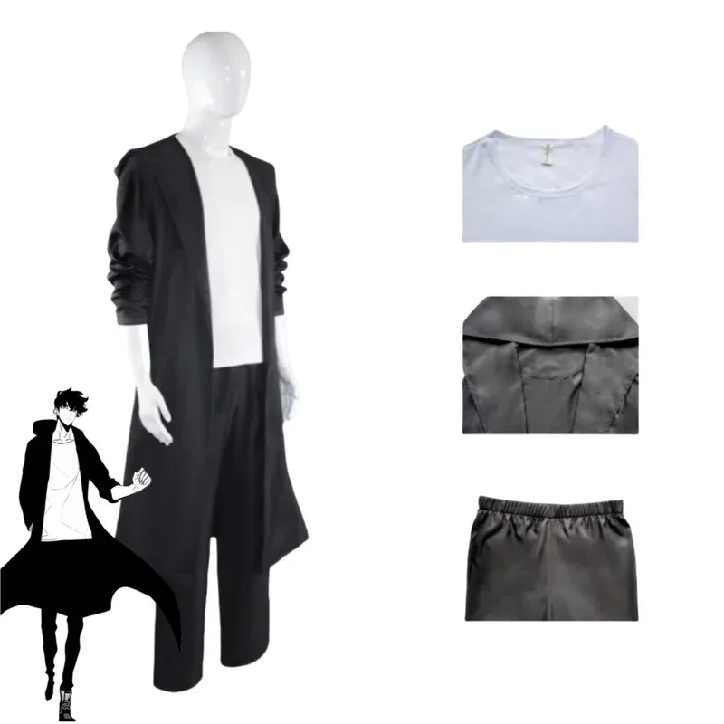 CyAnime Solo Leveling Season 2, Jin Woo Sung, карнавальный костюм Chugong H-goon, черный плащ, футболка, парик, мужской и женский костюм на Хэллоуин