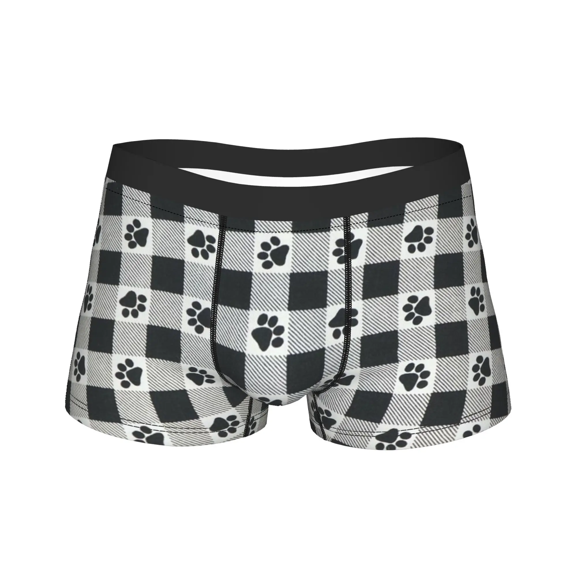Man Paw Plaid Underwear Animal Lover Sexy Boxer Briefs Shorts Panties Male Soft Underpants Plus Size