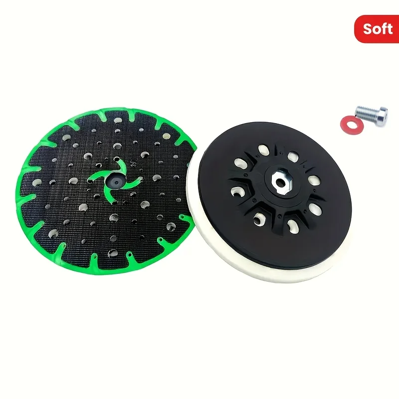 

6-дюймовый силиконовый задний вкладыш с 48 отверстиями и резьбой M8 — диск для песка из глинозема среднего зерна — совместим с угловыми шлифовальными машинами — крючок и L